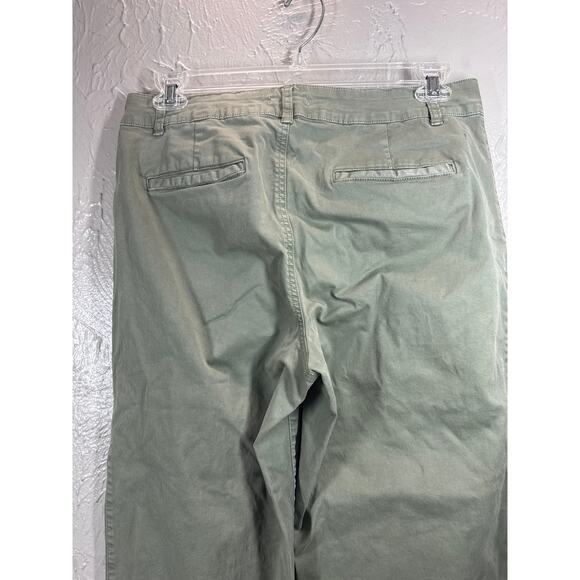 Daily Ritual Wide Leg Green Khaki High‎ Rise Cropped Pants Womens Size 12 - Picture 4 of 8